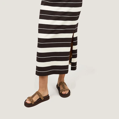 Platform sandals in taupe suede | LUANA