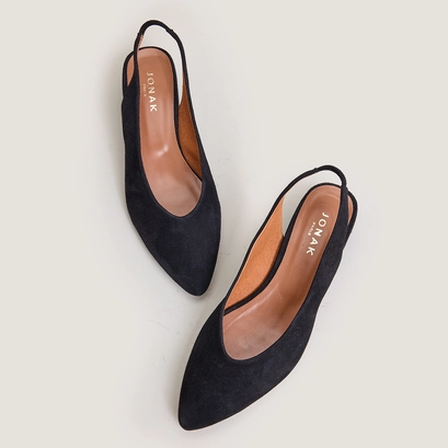 Open toe ballet flats in black velvet | vince