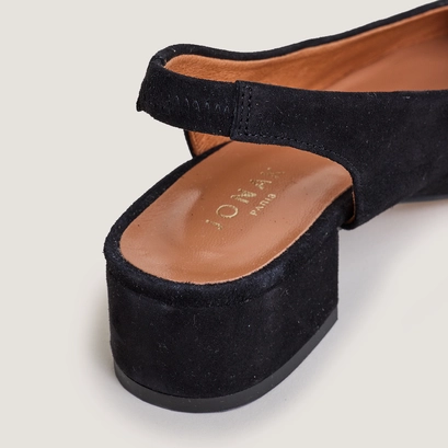 Open toe ballet flats in black velvet | vince