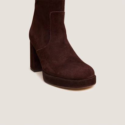 Platform boots in maroon velvet  | vendome