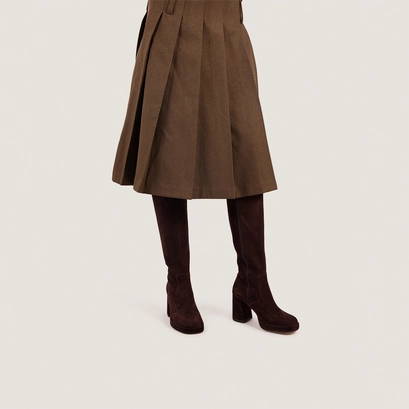 Platform boots in maroon velvet  | vendome