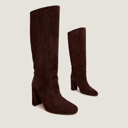 Heeled boots in maroon velvet  | venezuela