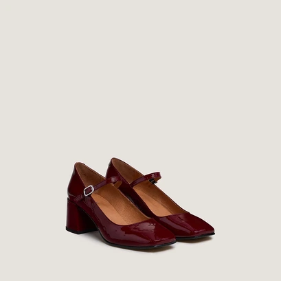 Mary jane with square heels in burgundy varnish | alienor