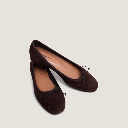 Ballet Flats with Heel in brown velvet | dadou