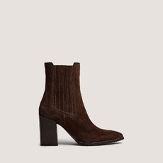 Gathered boots with heel brown