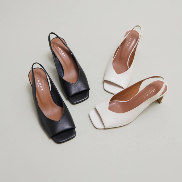 Slingback pumps in ecru leather | DICTON