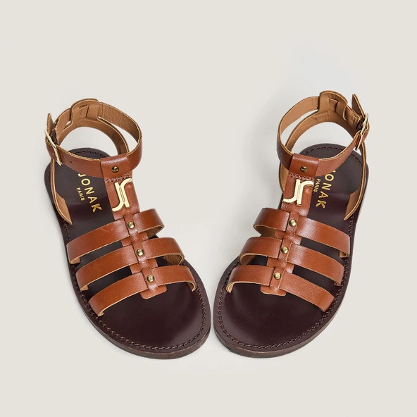 Monogrammed sandals - Capsule Mini in cognac leather | MINI WAN