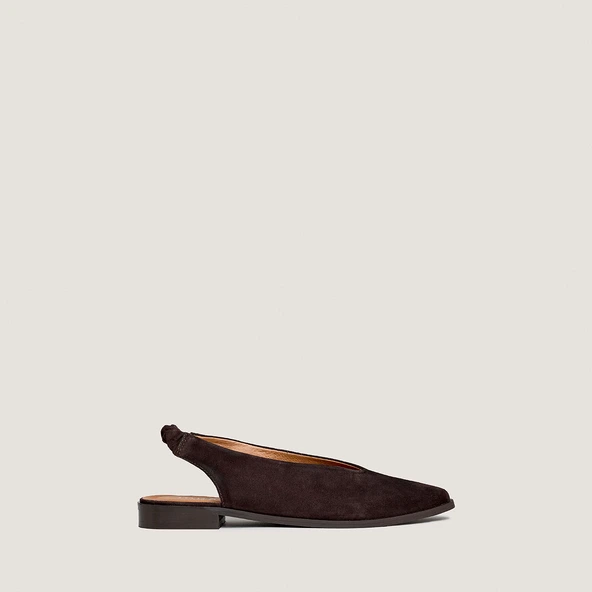 Ballet flats with open backs in dark brown velvet | Acajou