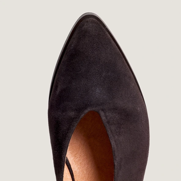 Ballet flats with open backs in dark brown velvet | Acajou