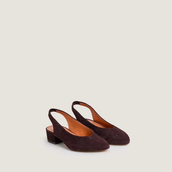 Slingback Ballet Flat in dark brown velvet | VINCE