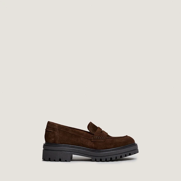 Loafers with Serrated Sole in brown suede | ALFI