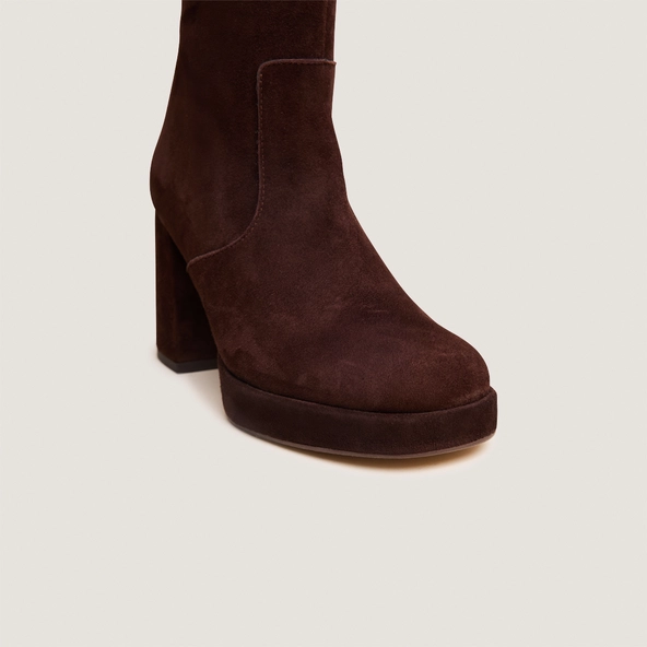 Platform Boots in maroon velvet | VENDOME