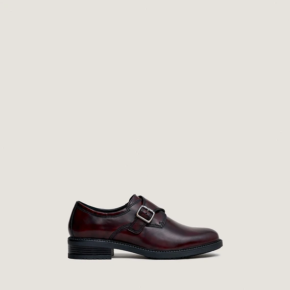 Derbies with Buckles in burgundy shiny leather | ATLANTIS