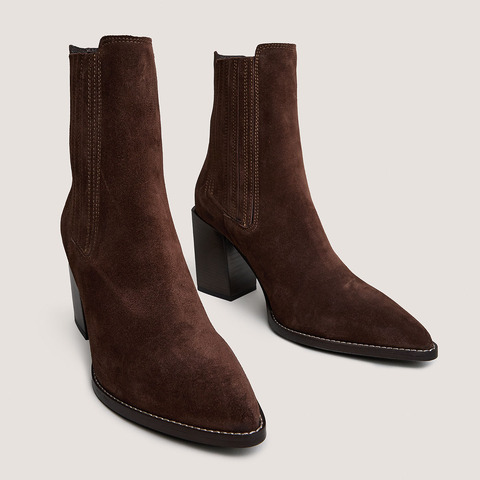 Gathered boots with heel brown