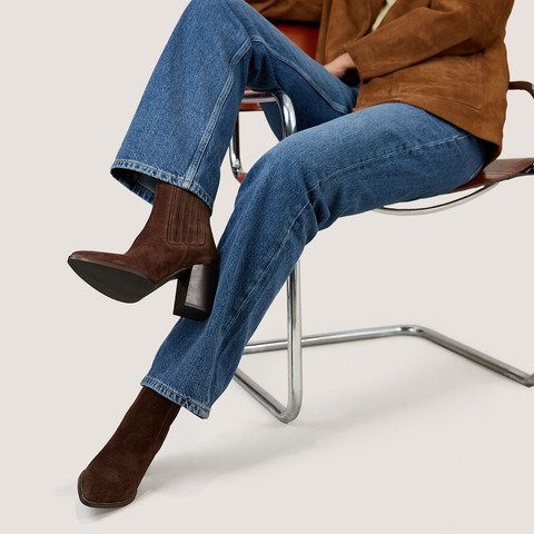 Gathered boots with heel brown