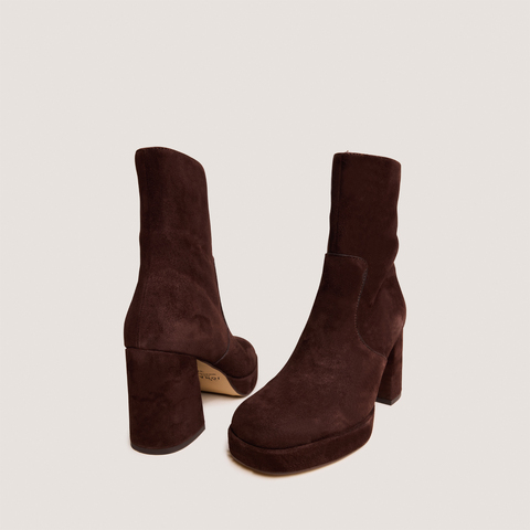 Heeled Ankle Boots with Square Toe brown