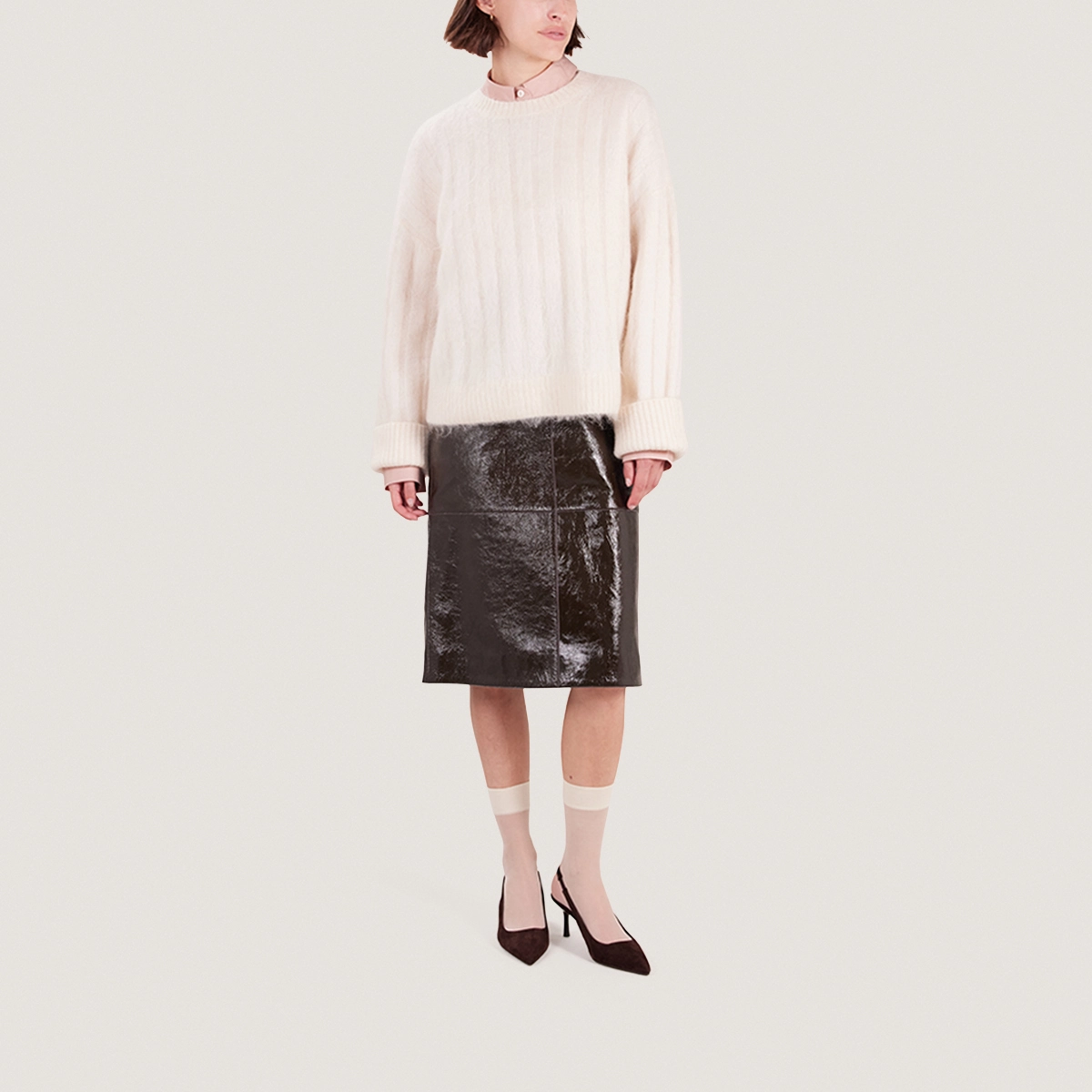 Slingbacks with Pointed Toe in brown velvet | DIAMANTINE
