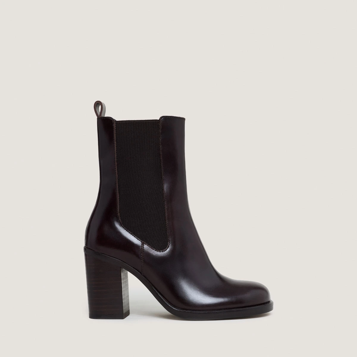 Elastic Booties with Rounded Toes in dark brown leather | BREAK