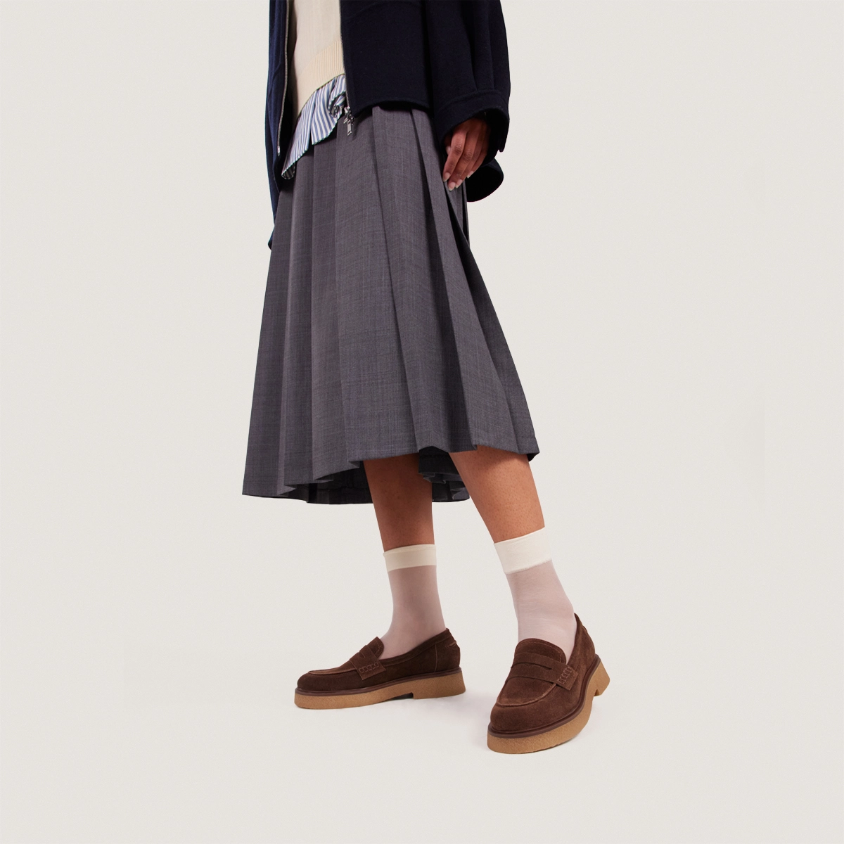 Round-toe loafers in dark brown suede | MARION