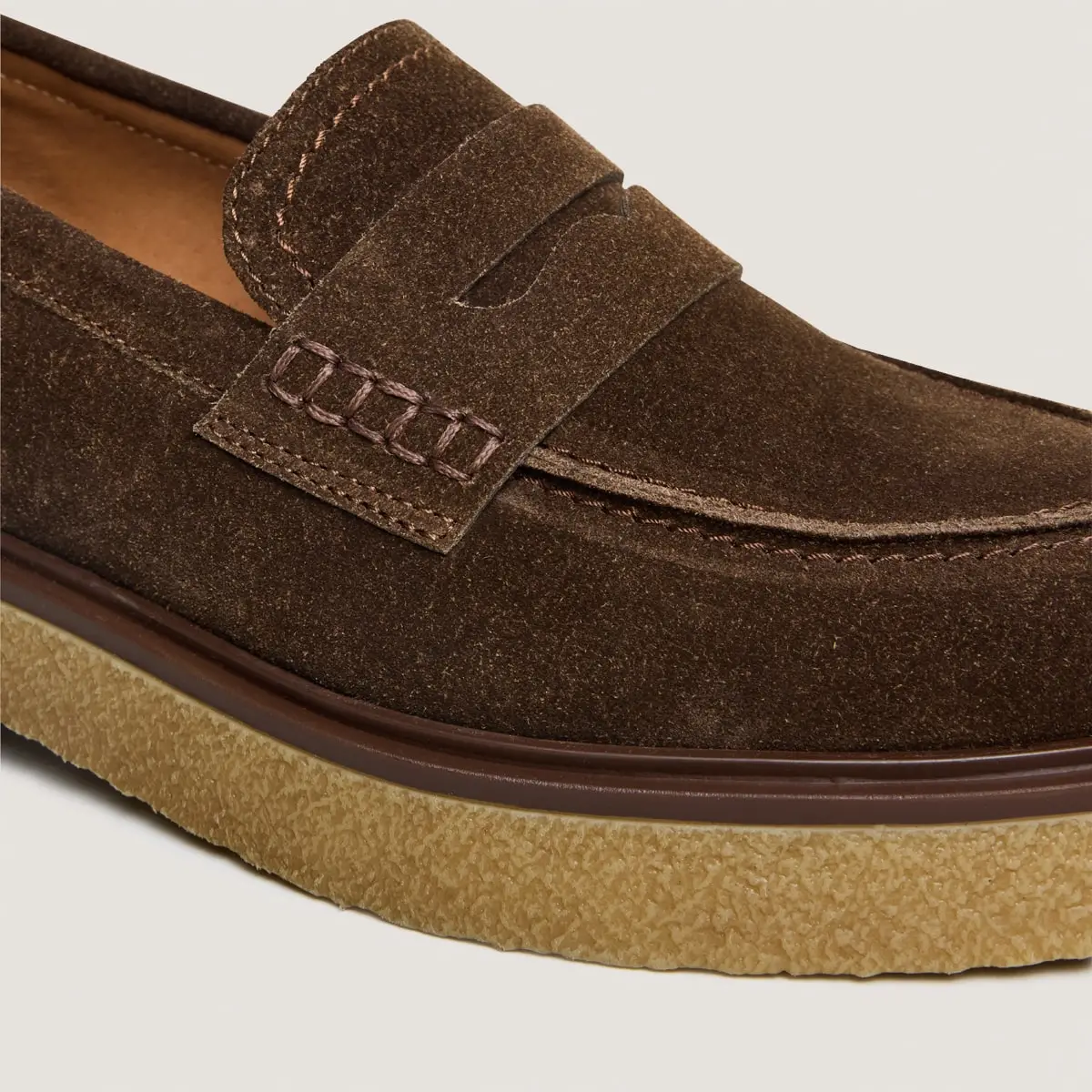 Round-toe loafers in dark brown suede | MARION