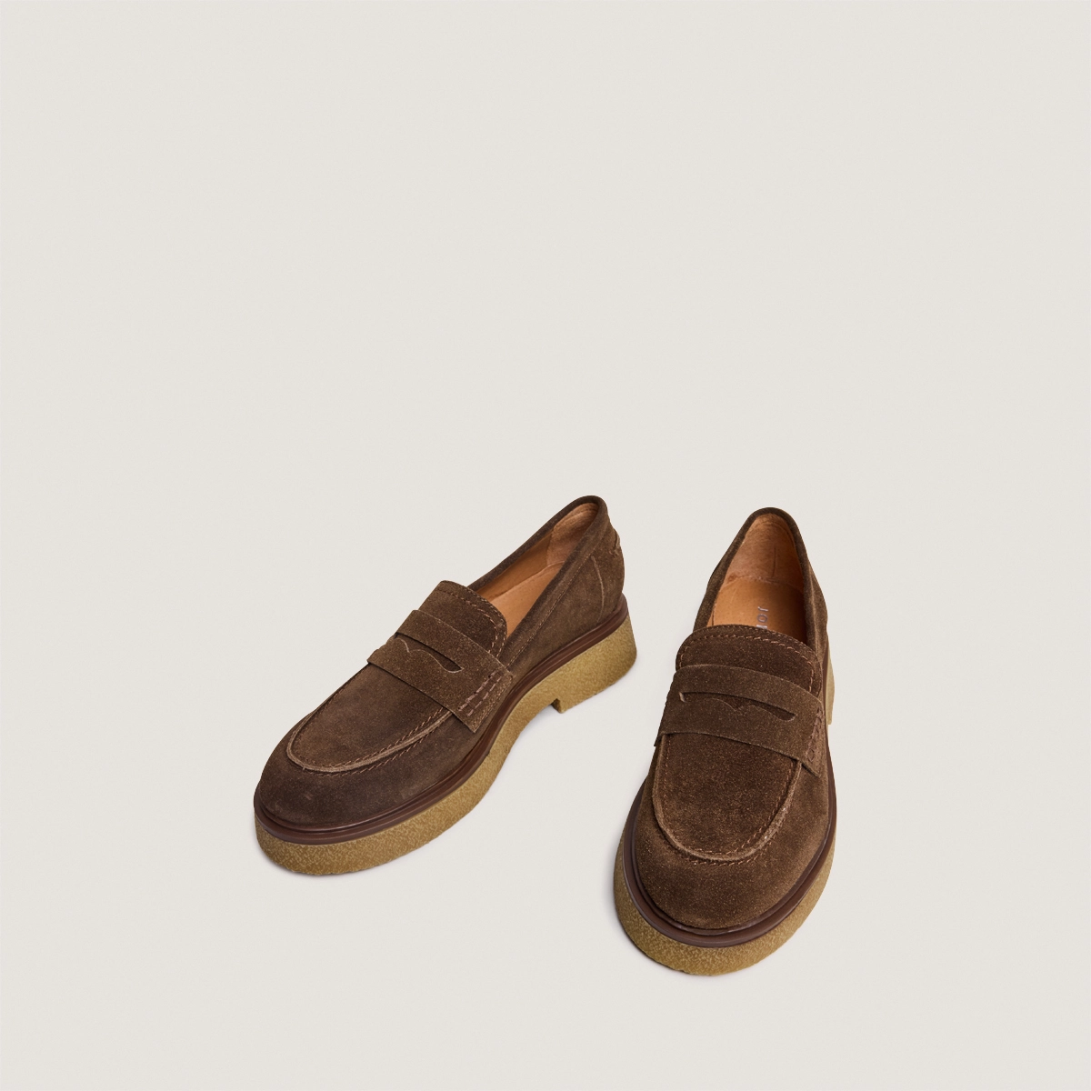 Round-toe loafers in dark brown suede | MARION