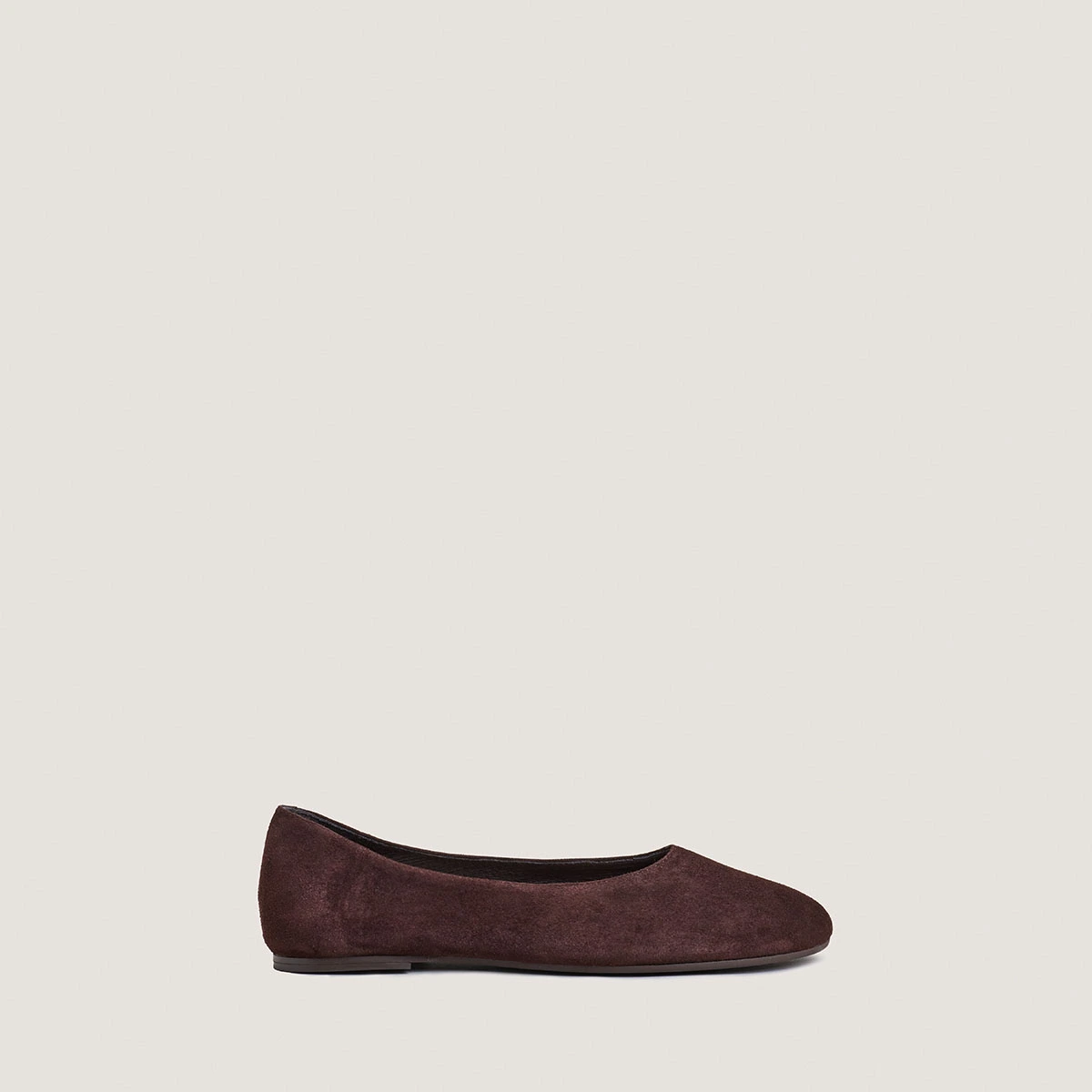 Ballet Flats with Rounded Toe in brown velvet | DERLINE