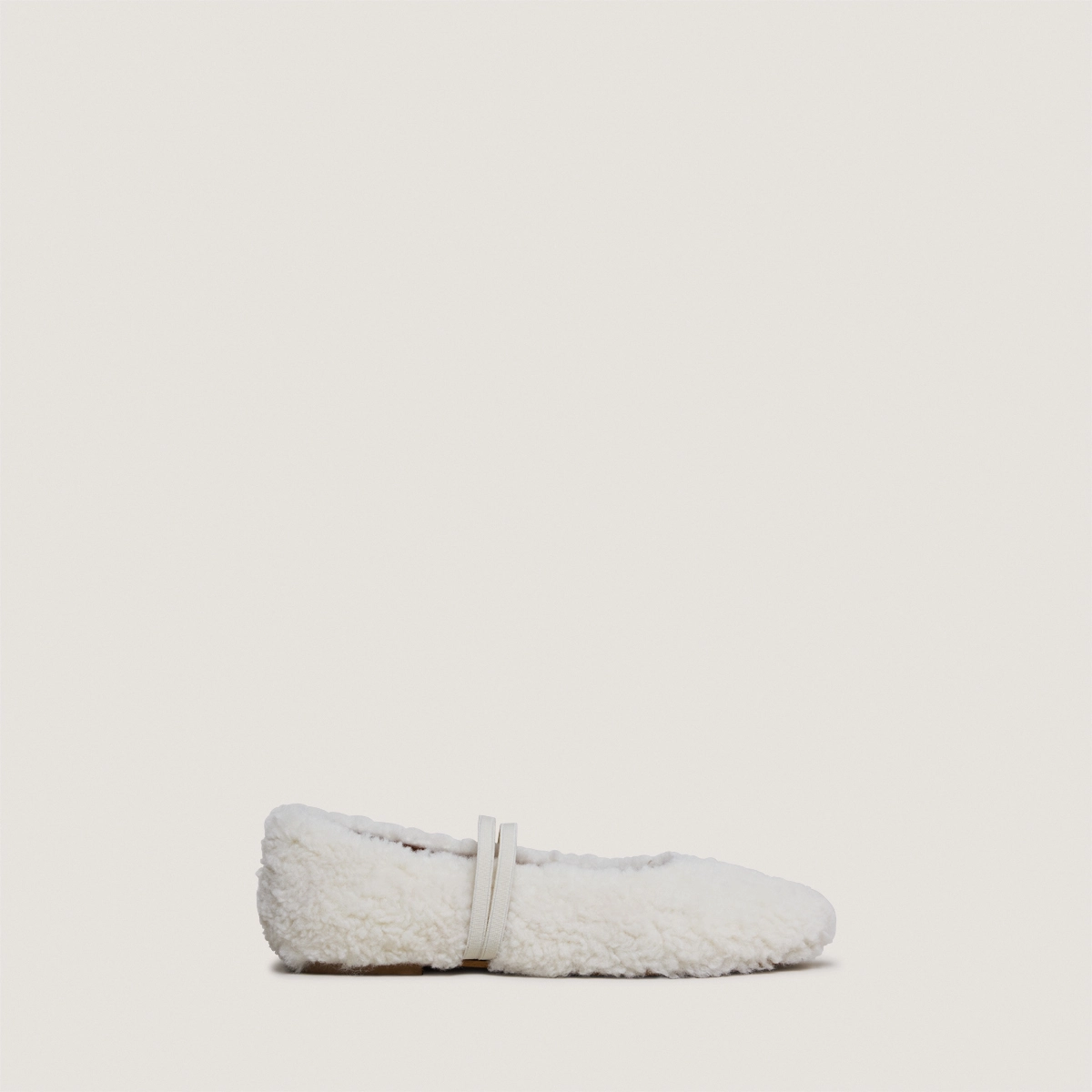 Ballet Flats with Straps in ecru fleece | DUVET