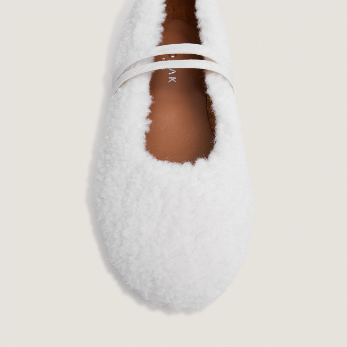 Ballet Flats with Straps in ecru fleece | DUVET
