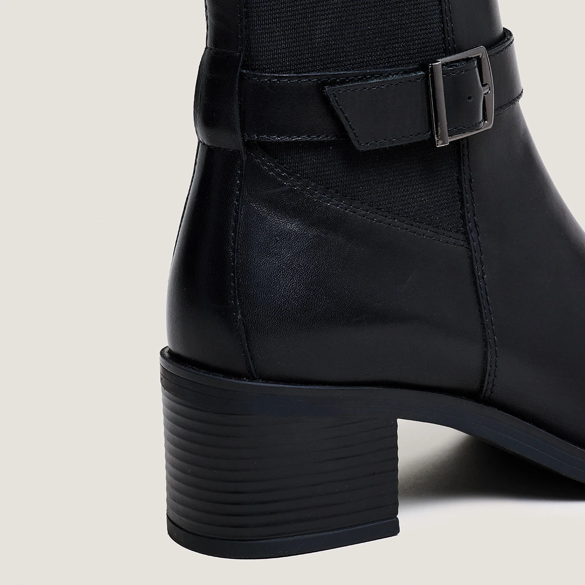 Heeled Boots with Buckles in black leather | GARANCE