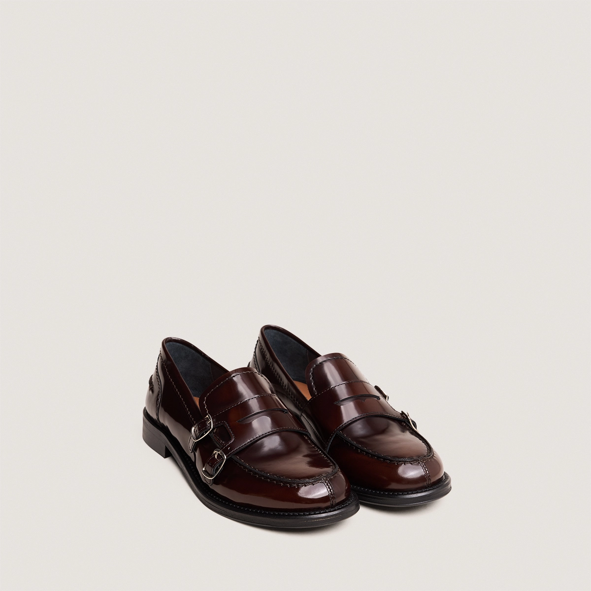 Buckled Loafers in brown patinated leather | DENORA