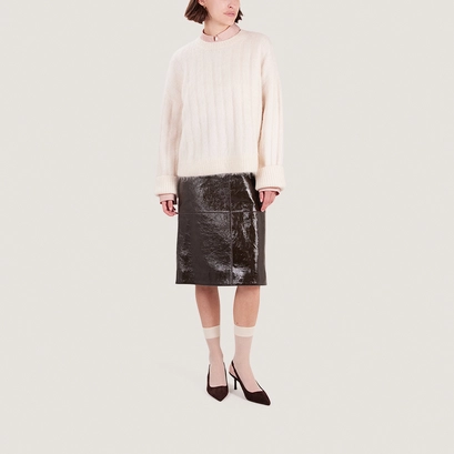 Slingbacks with pointed toe in brown velvet | diamantine