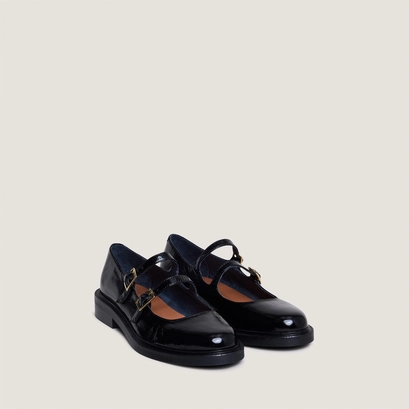 Ballet flats with double straps in black patent leather | dreamy