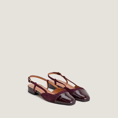 Slingback ballet flats in burgundy patent leather and velvet | dhapou