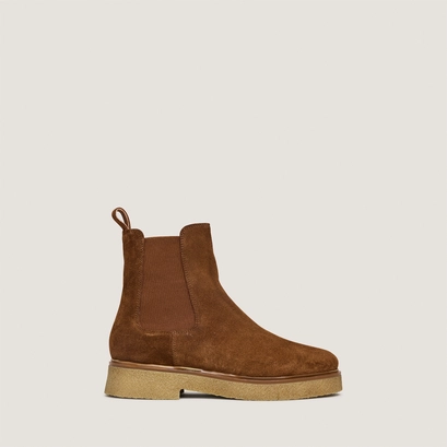 Elastic boots in tobacco suede | myrtille