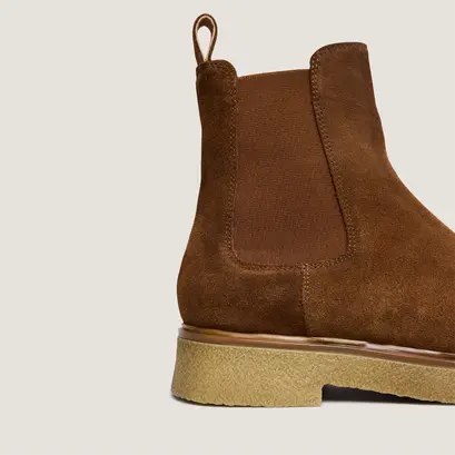 Elastic boots in tobacco suede | myrtille