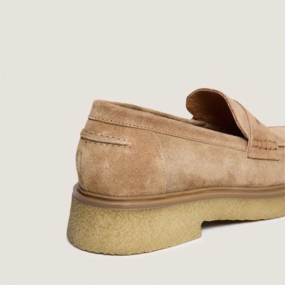 Round-toe loafers in beige suede | marion
