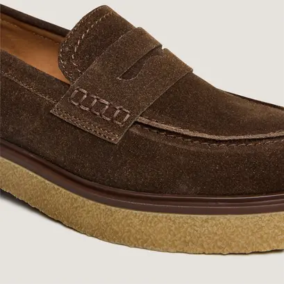 Round-toe loafers in dark brown suede | marion