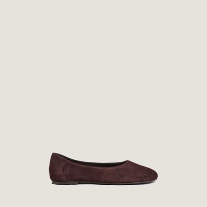Ballet flats with rounded toe in brown velvet | derline