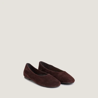 Ballet flats with rounded toe in brown velvet | derline