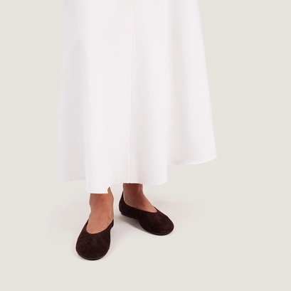 Ballet flats with rounded toe in brown velvet | derline