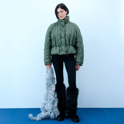 Fur boots in black split leather and black fleece | russel