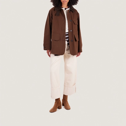 Boots with zip-up back in tobacco split leather | denonie