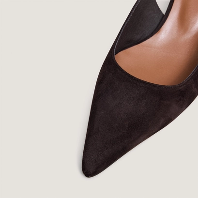 Slingback pumps with small heels in dark brown velvet | douala