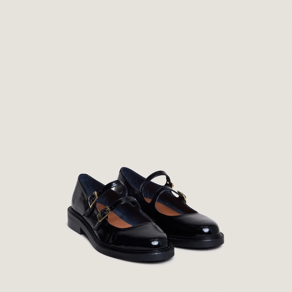 Ballet flats with double straps in black patent leather | DREAMY