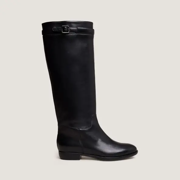 Knee-high boots in black leather | MELODY