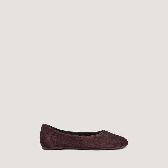 Ballet Flats with Rounded Toe in brown velvet | DERLINE
