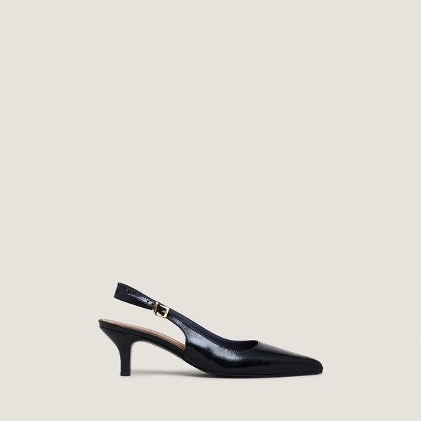 Slingback Pumps with Small Heels in black leather | DOUALA