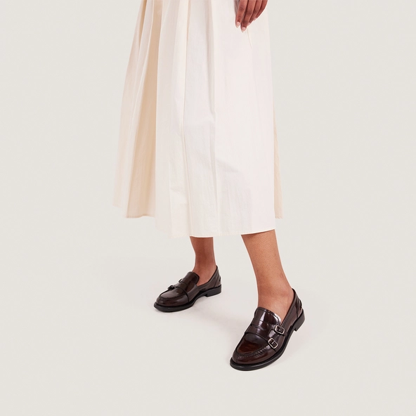 Buckled Loafers in brown patinated leather | DENORA