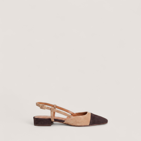 Slingback Ballet Flats dark brown - camel