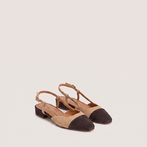 Slingback Ballet Flats dark brown - camel